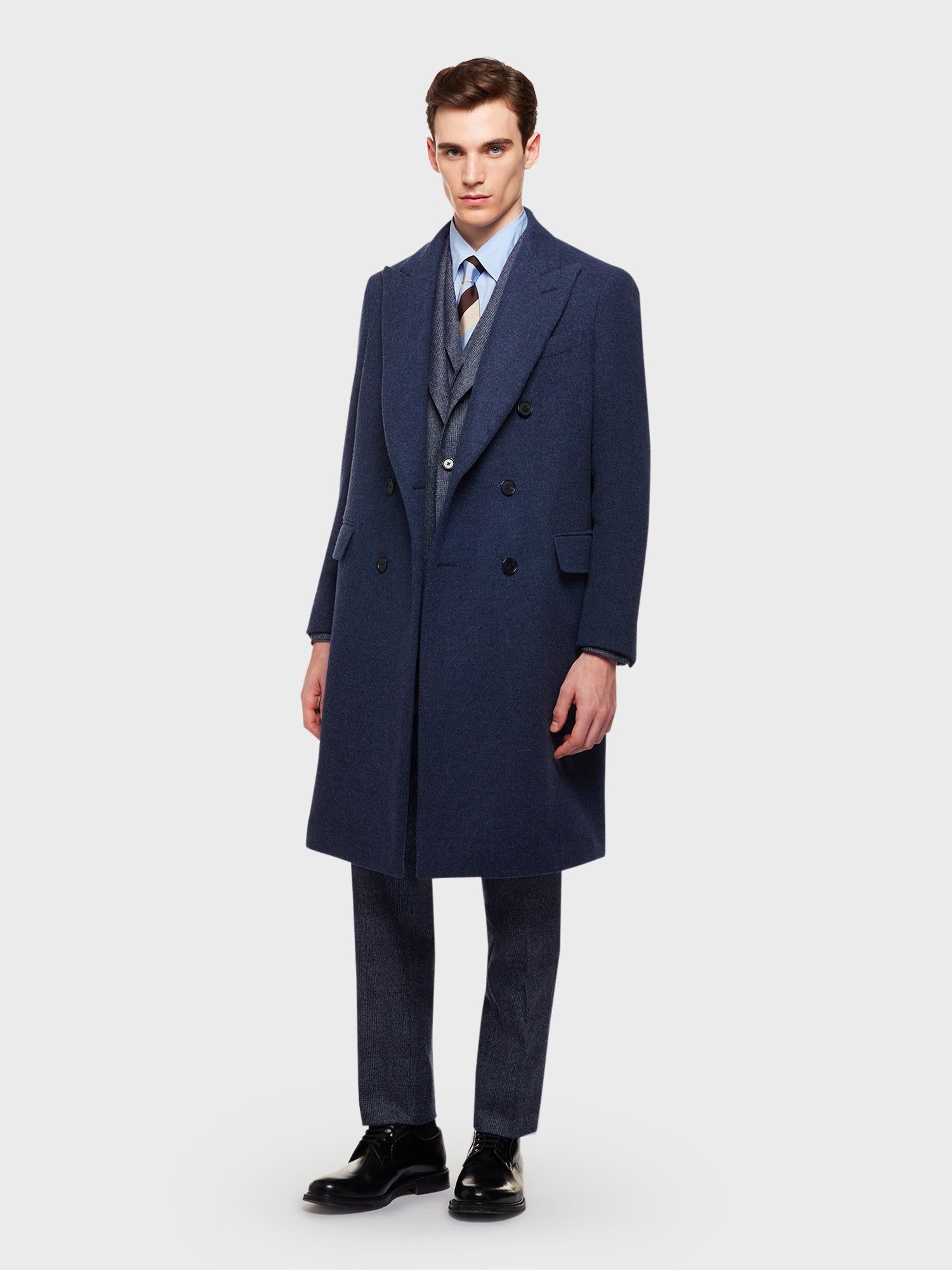 Caruso Menswear Abbigliamento Uomo Cappotto aida doppiopetto in lana e cashmere blu total look