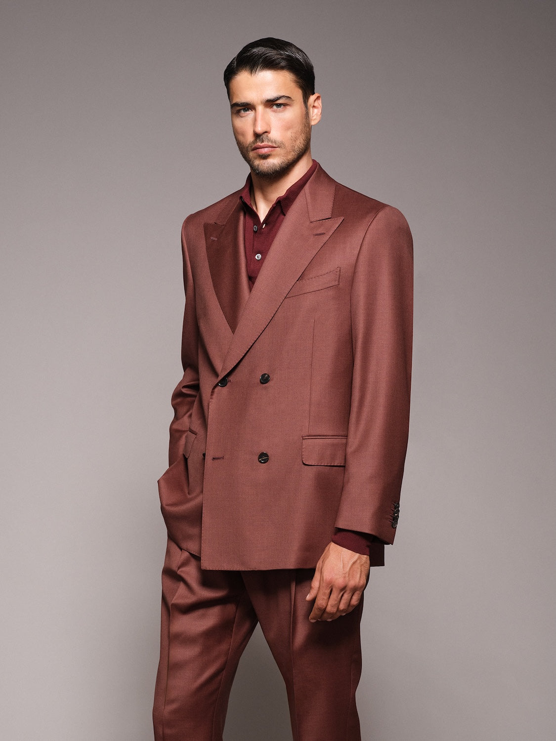 Abito Celeste doppiopetto in lana bordeaux