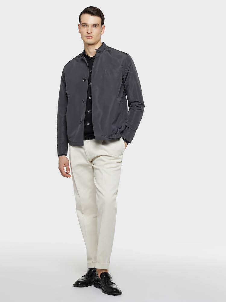 Cream Carrot-Fit Trousers in Wool Flannel