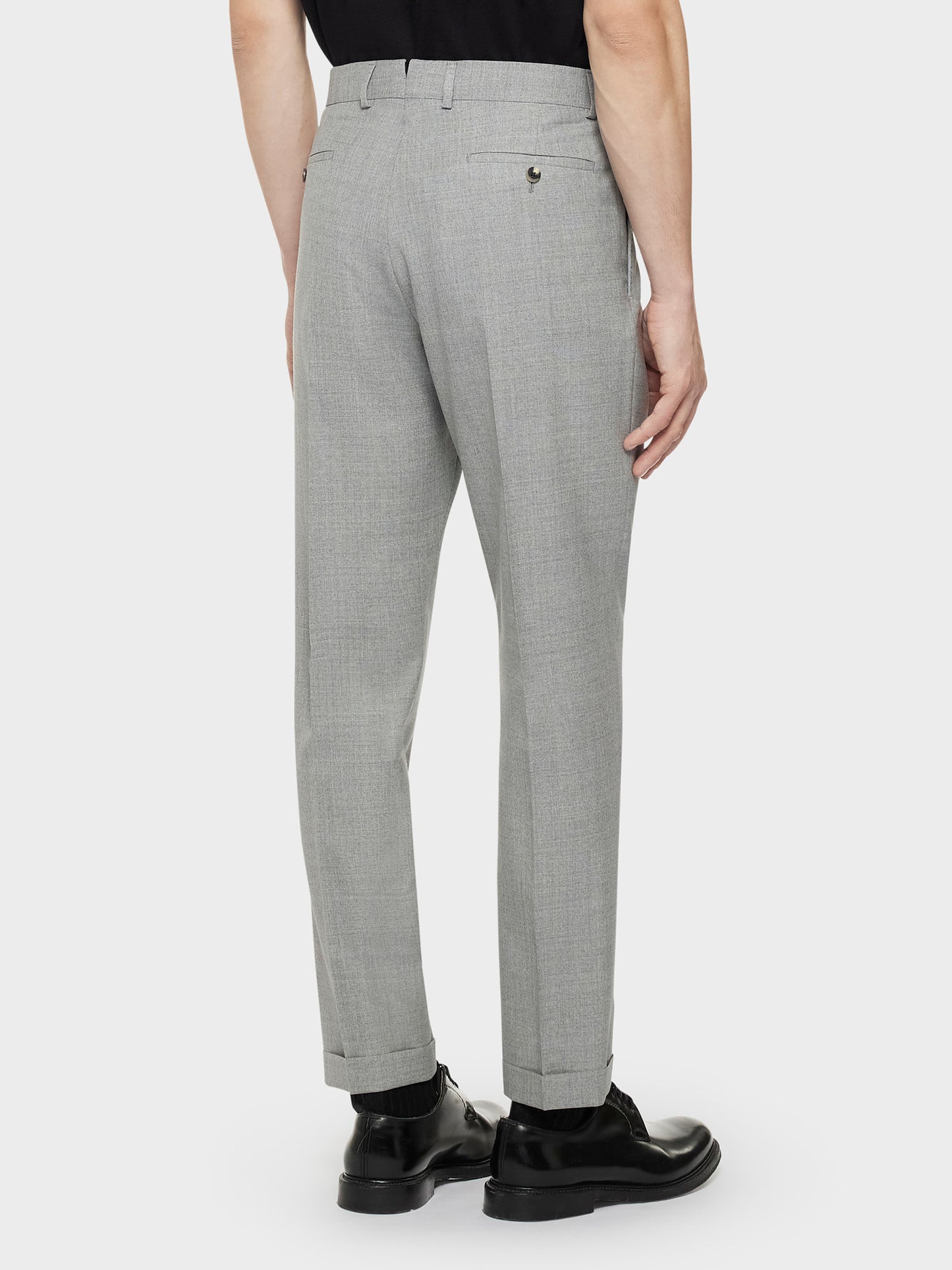 Grey Wool Carrot-Fit Trousers