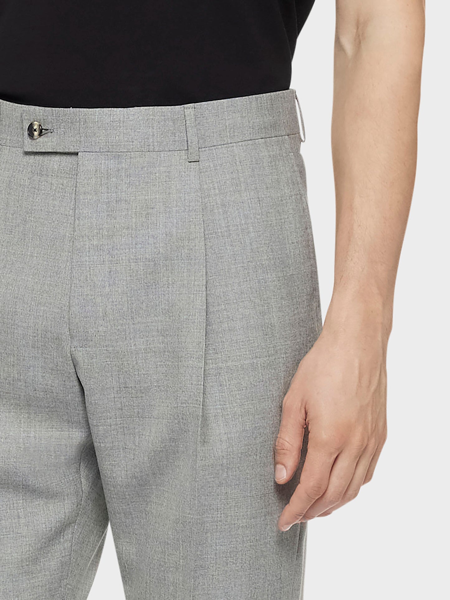 Grey Wool Carrot-Fit Trousers