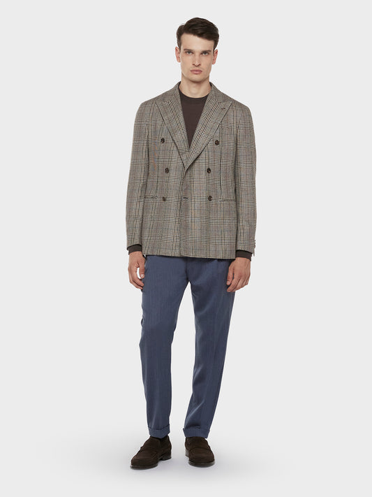 Caruso Menswear Abbigliamento Uomo Pantaloni Pantalone carrot fit in lana cover blu look 3