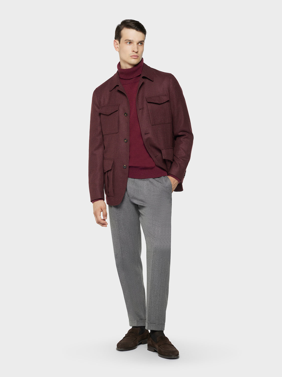 Caruso Menswear Abbigliamento Uomo Pantaloni Pantalone carrot fit in cover di lana grigio look 3