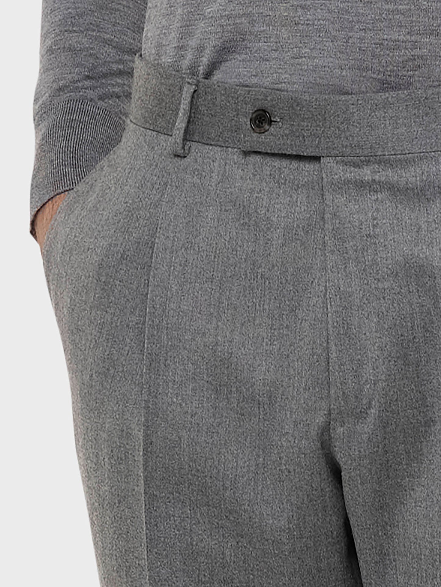 Caruso Menswear Abbigliamento Uomo Pantalone in lana "Nuage" e seta grigio dettaglio