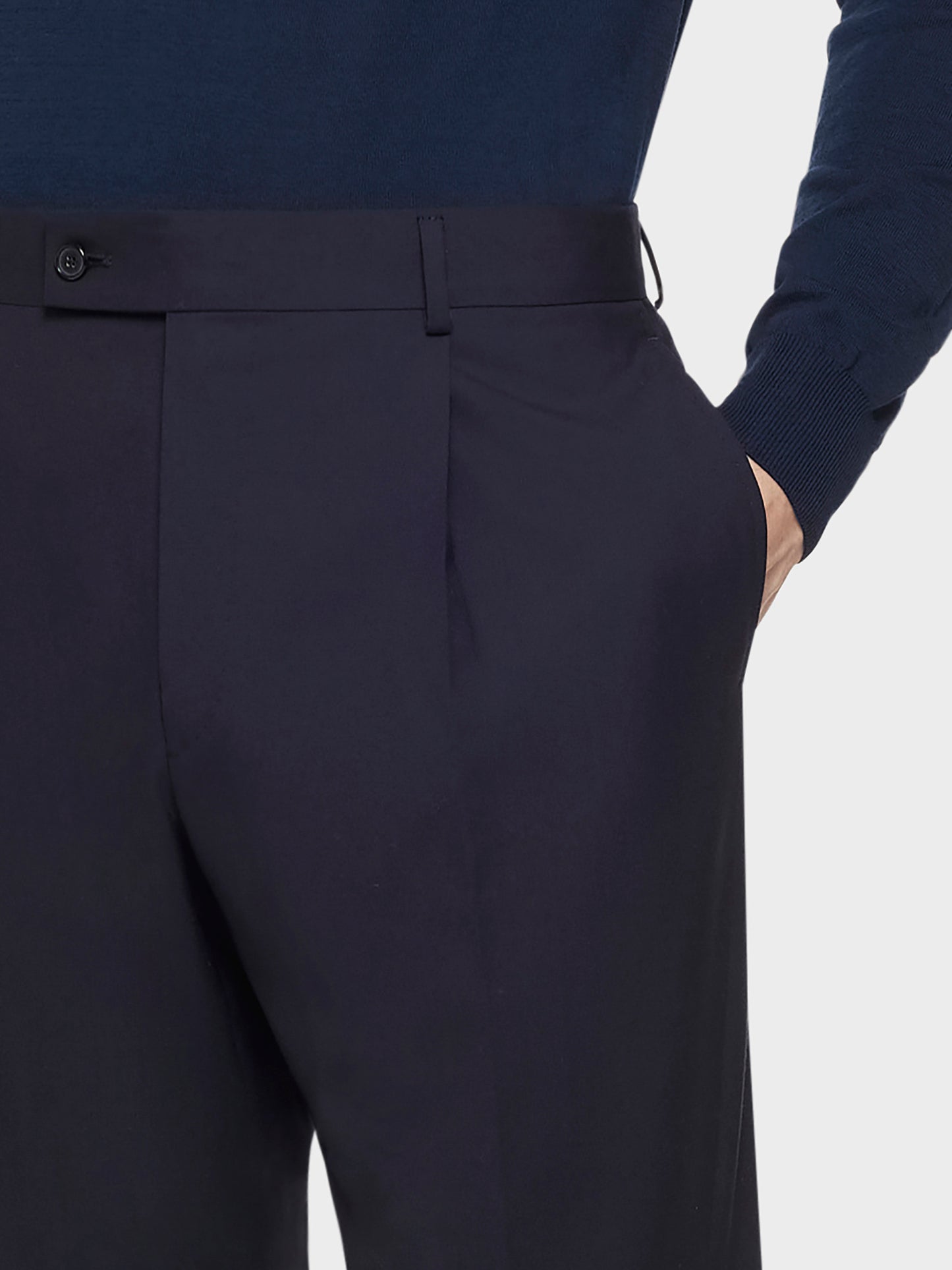 Pantalone carrot fit in lana blu