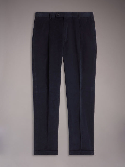 Carrot-fit trousers in blue cotton gabardine