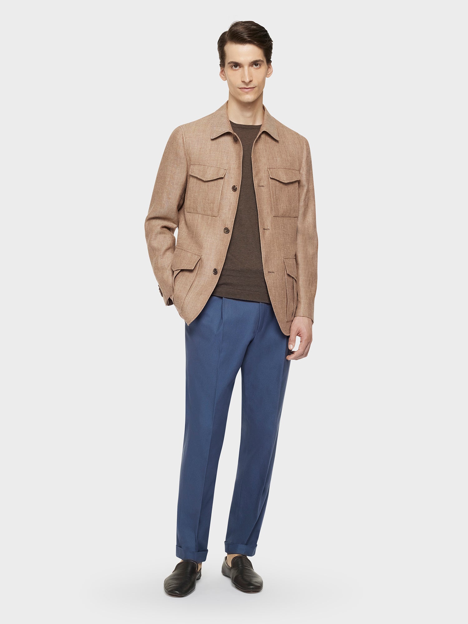 Caruso - Beige safari jacket in wool, silk, and linen Caruso - Beige safari jacket in wool, silk, and linen
