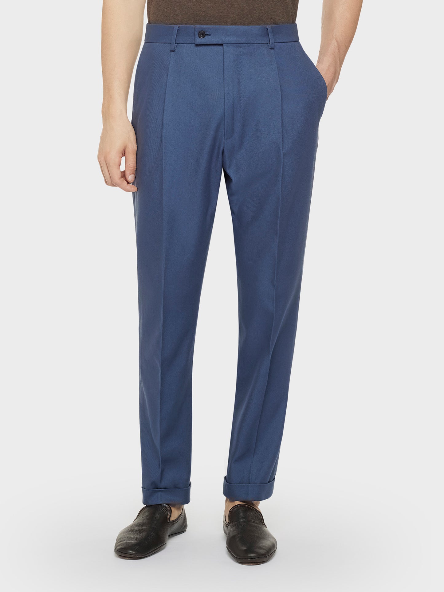 Carrot-fit trousers in blue cotton