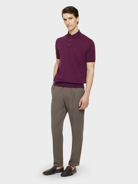 Carrot-fit trousers in brown cotton