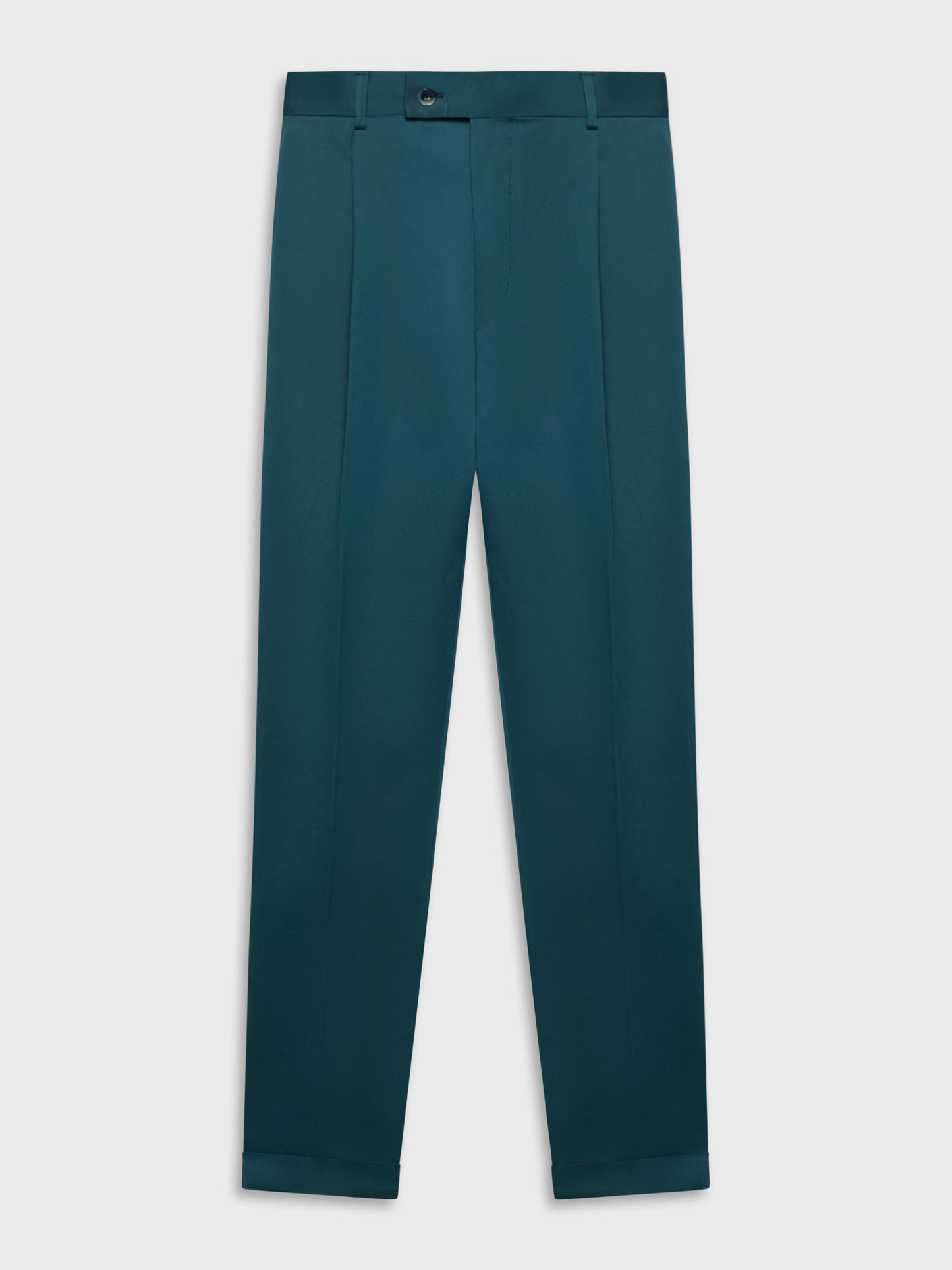 Pantalone carrot-fit in cotone e seta verde