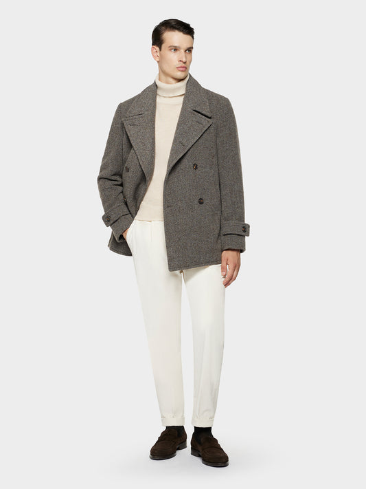 Caruso Menswear Abbigliamento Uomo Pantaloni Pantalone carrot fit in velluto di cotone a coste bianco look 3