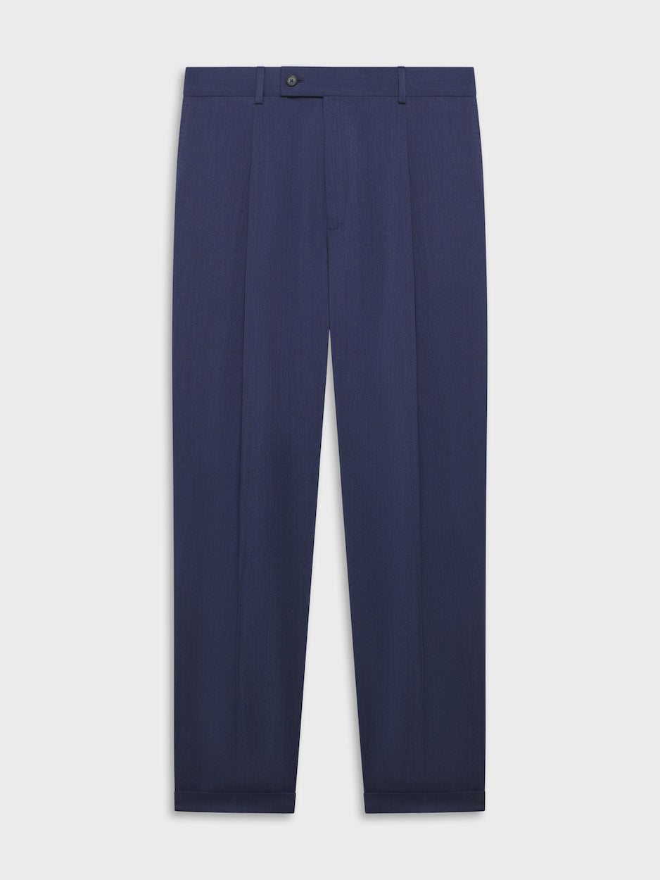 Carrot Fit Trousers in Wool Flannel Blue