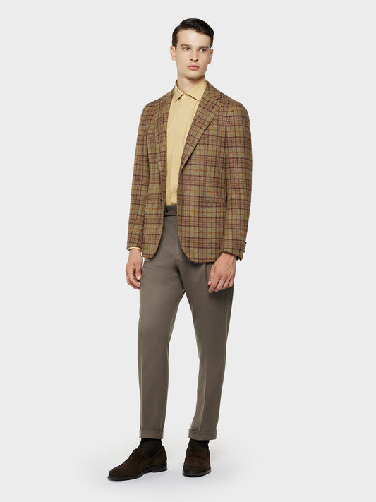 Caruso Menswear Abbigliamento Uomo Pantaloni Pantalone carrot fit in flanella di lana beige look 3