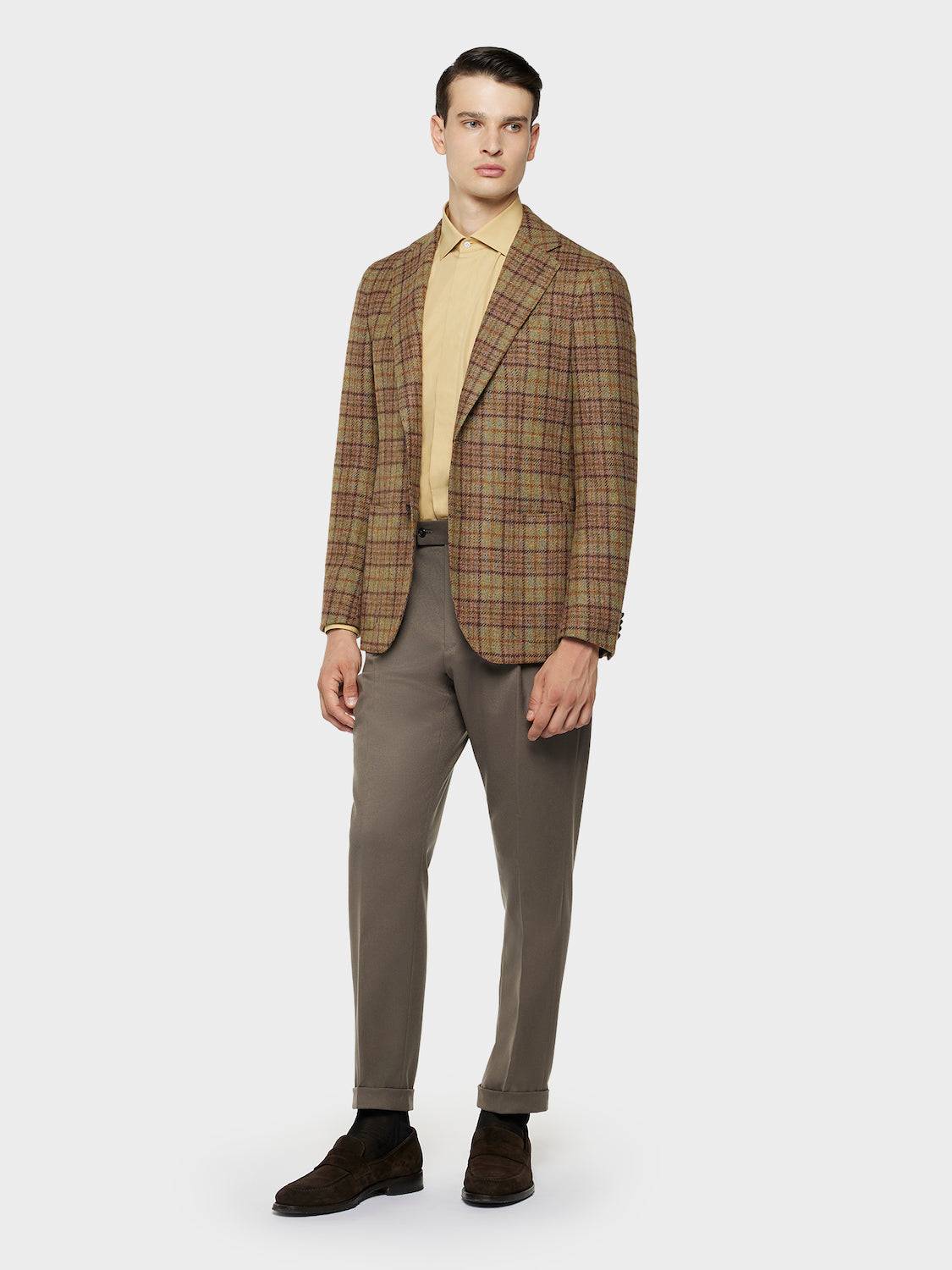 Caruso Menswear Abbigliamento Uomo Pantaloni Pantalone carrot fit in flanella di lana beige look 3