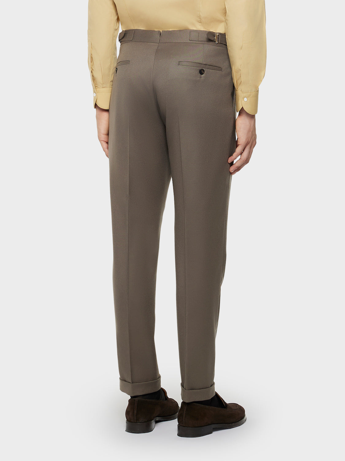 Caruso Menswear Abbigliamento Uomo Pantaloni Pantalone carrot fit in flanella di lana beige look 4