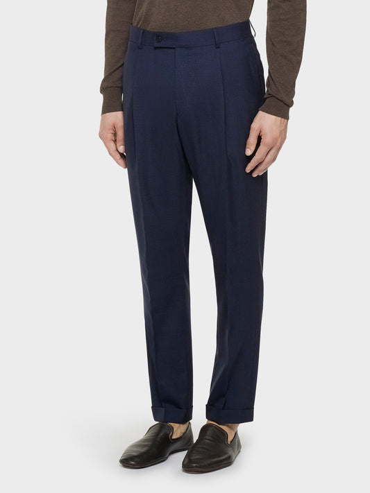 Blue wool trousers