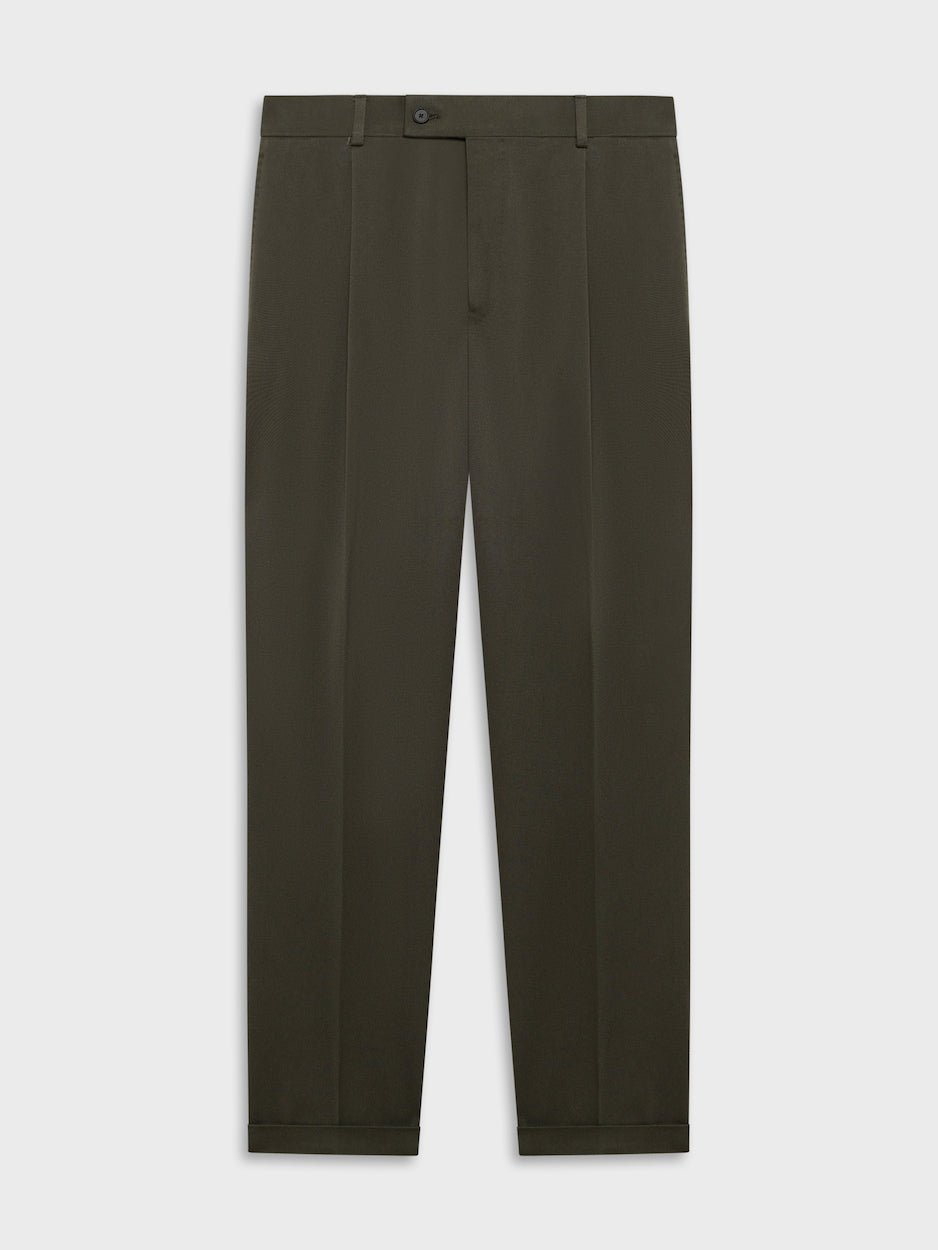 Carrot Fit Trousers in Wool Flannel Green
