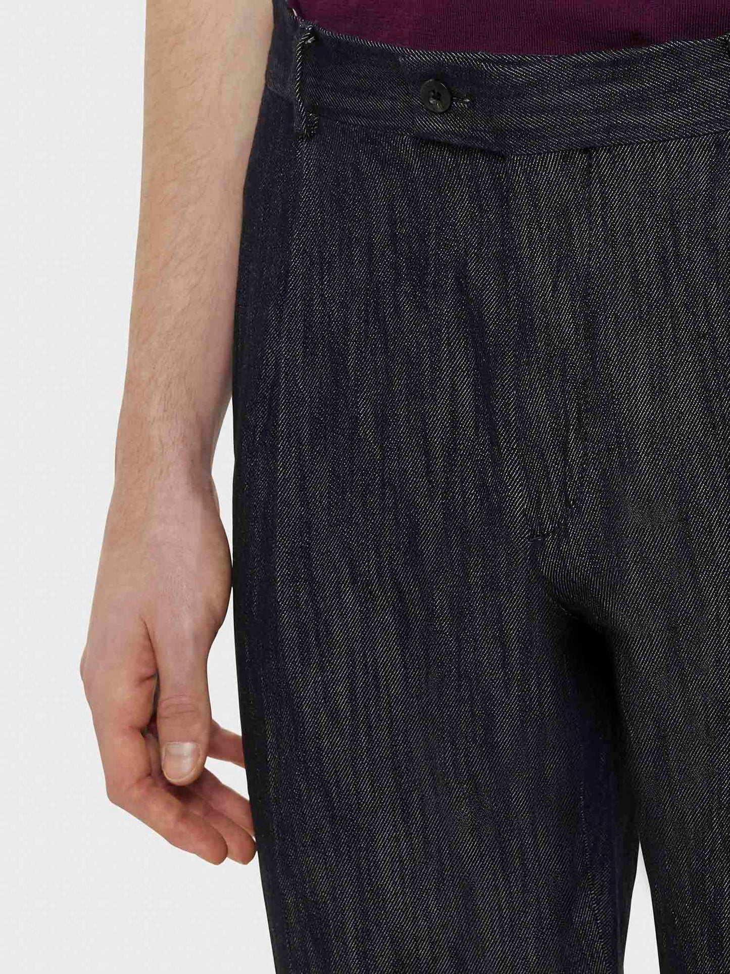 Caruso Menswear Abbigliamento Uomo Pantalone in cotone denim blu dettaglio