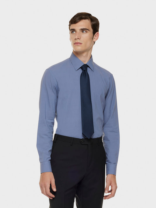 Caruso Menswear Abbigliamento Uomo Cravatta in flanella di lana azzurra indossato