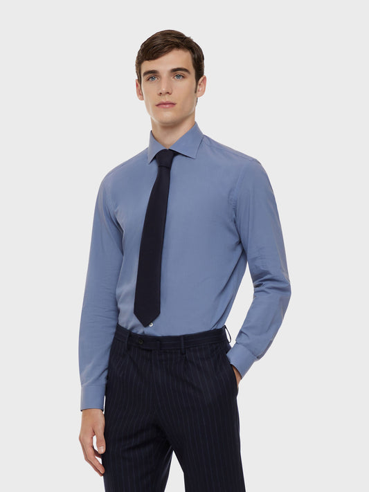 Caruso Menswear Abbigliamento Uomo Cravatta in flanella di lana blu indossato