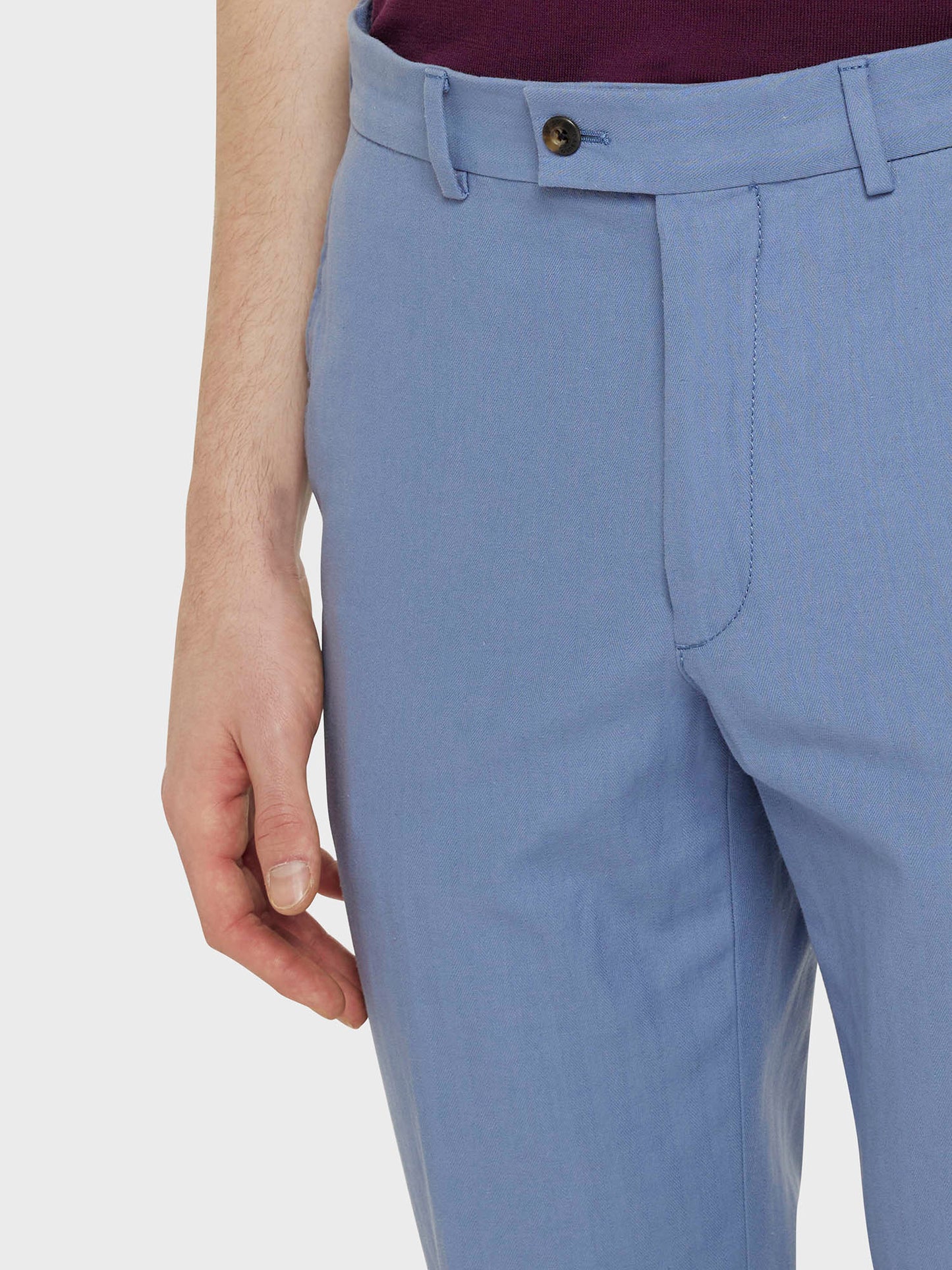 Caruso Menswear Abbigliamento Uomo Pantalone in cotone azzurro dettaglio