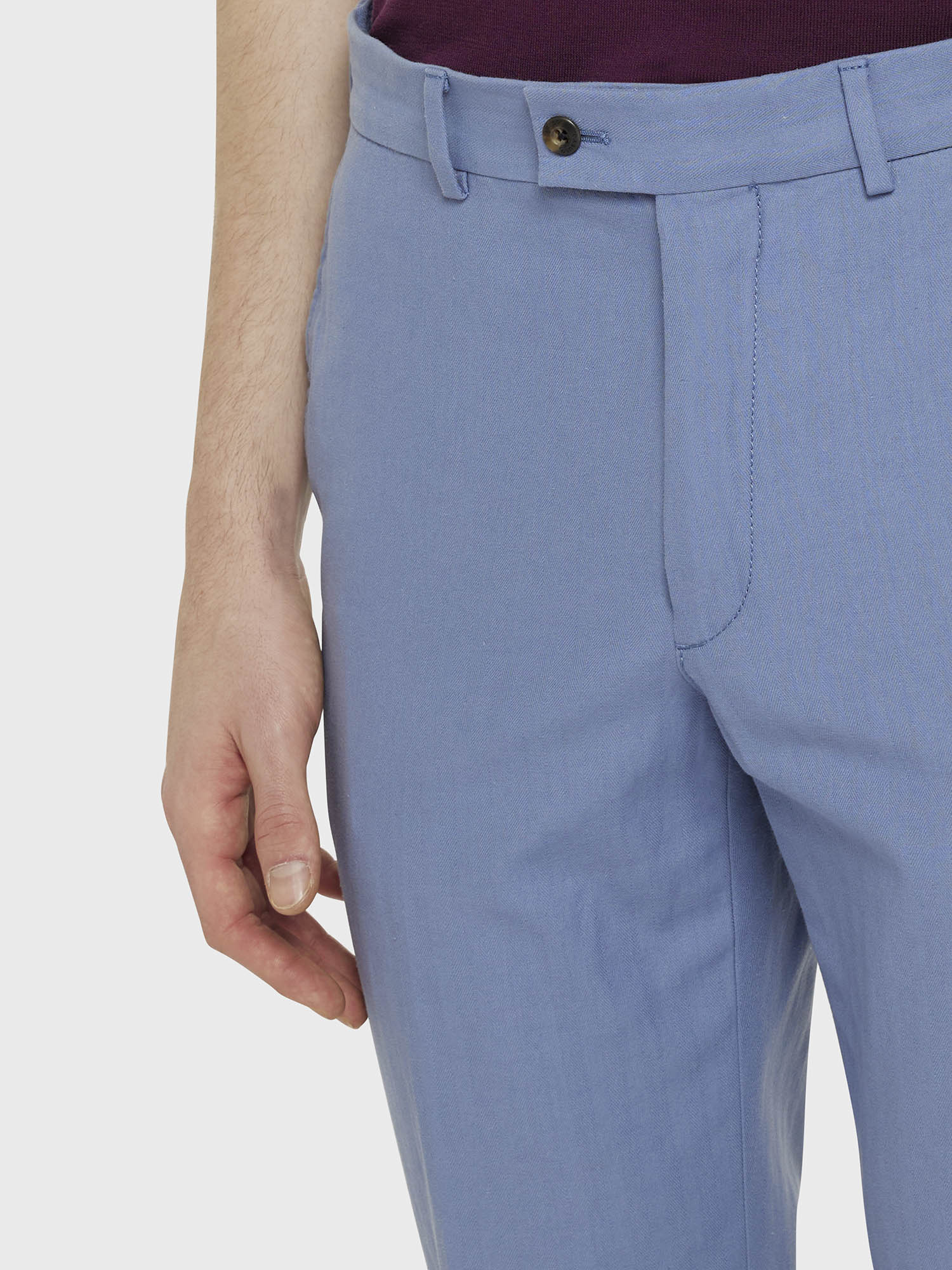 Caruso Menswear Abbigliamento Uomo Pantalone in cotone azzurro dettaglio