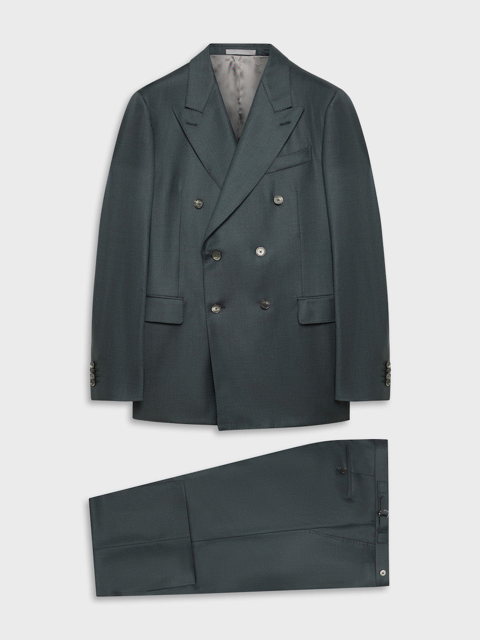 Abito carmen doppiopetto in lana 150's verde