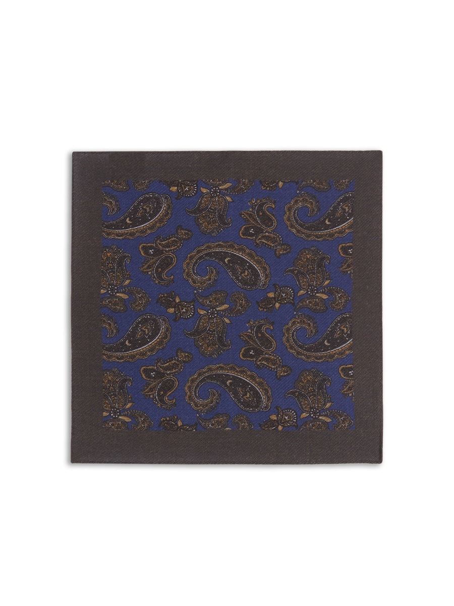 Pochette in lana paisley blu petrolio