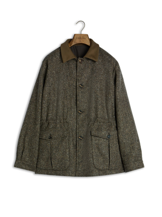 Dalila padded jacket in beige Donegal wool