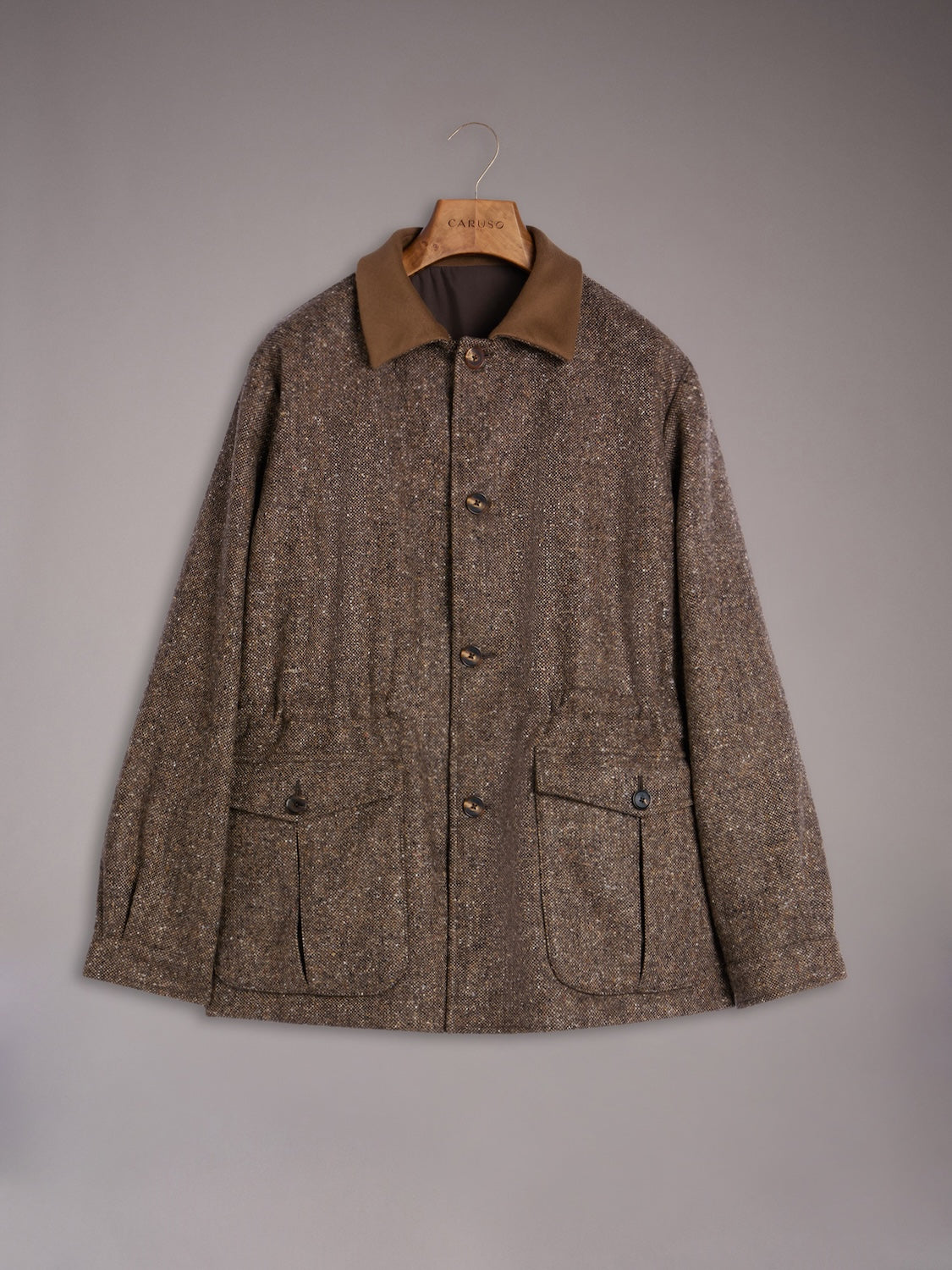 Dalila padded jacket in beige Donegal wool