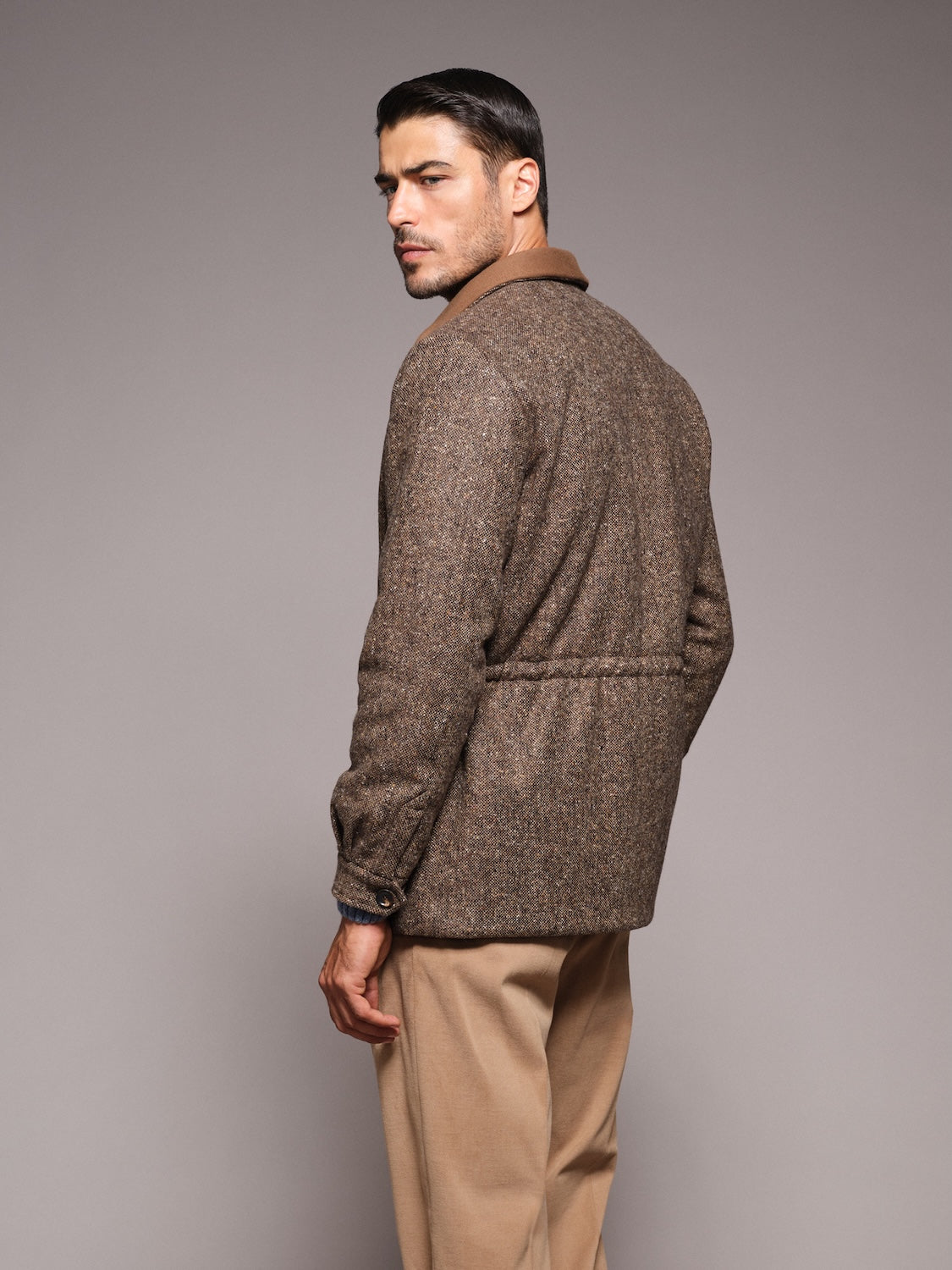 Giacca Dalila imbottita in lana Donegal beige