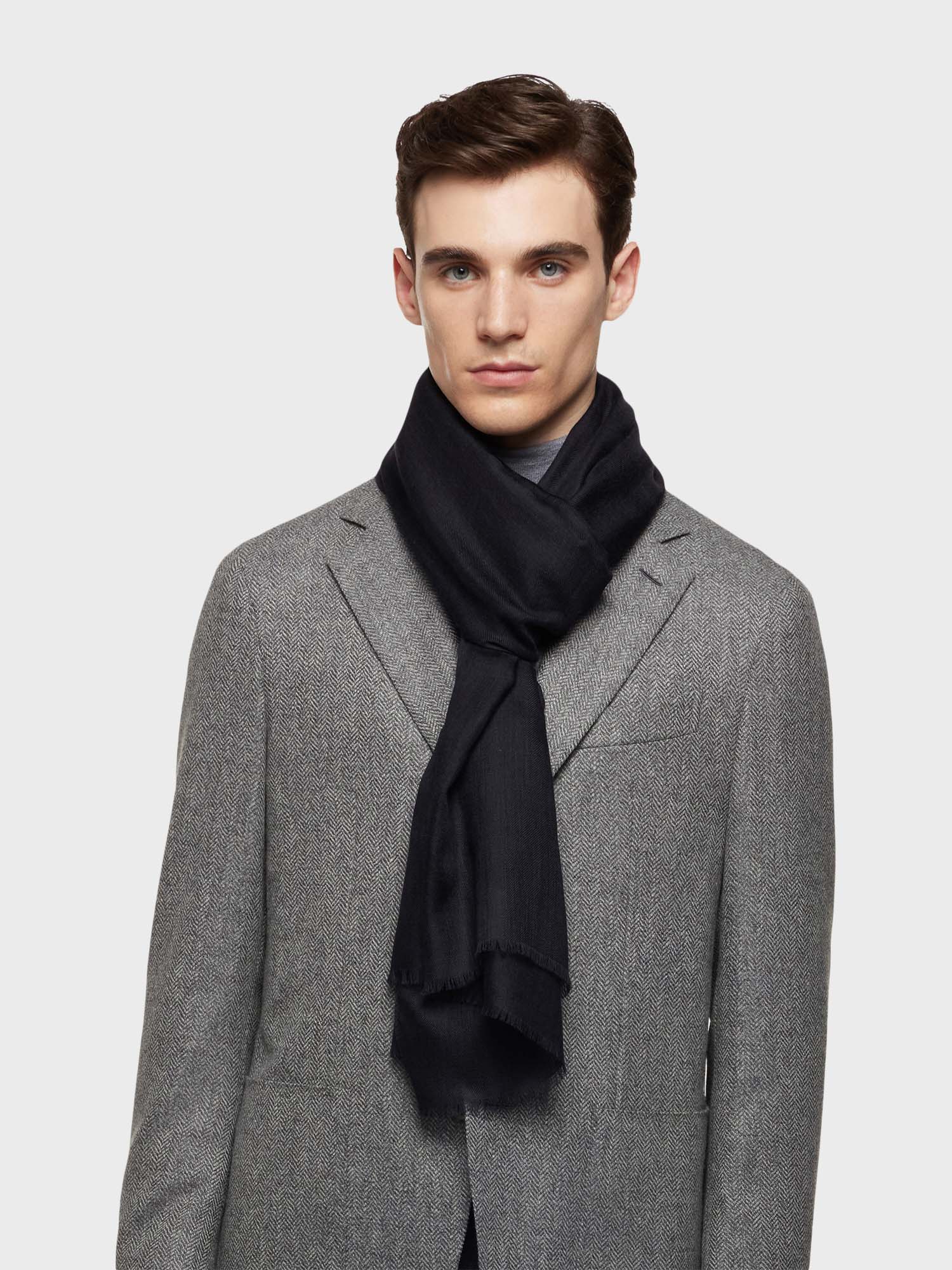 Sciarpa Uomo Sciarpa Puro Cashmere Sciarpa In Cashmere Fili Colore