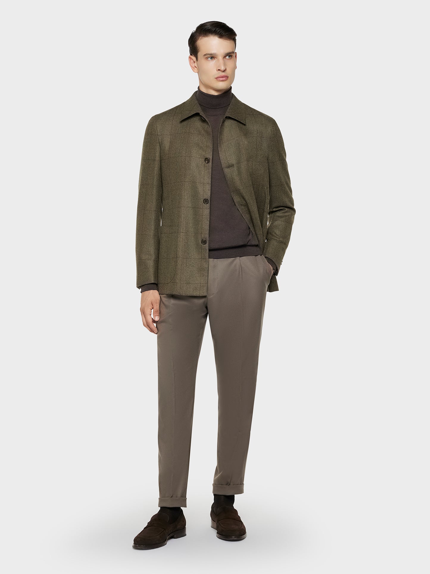 Caruso Menswear Abbigliamento Uomo Giacche Giacca fedora in lana tweed e seta a quadri look 1