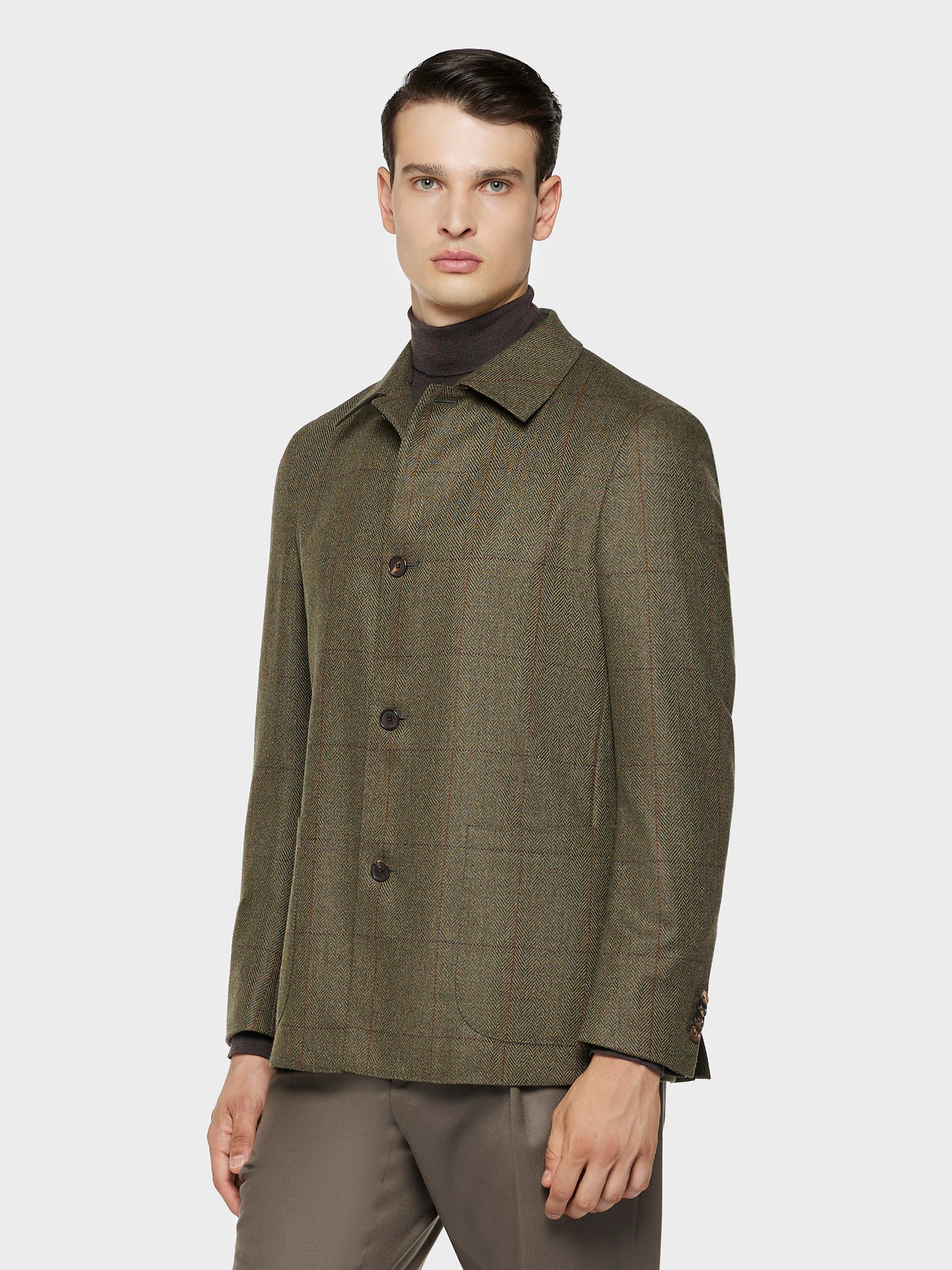 Caruso Menswear Abbigliamento Uomo Giacche Giacca fedora in lana tweed e seta a quadri look 3