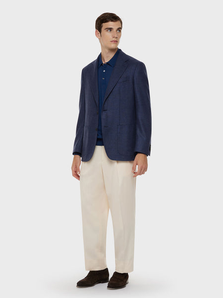 Caruso - Blue butterfly jacket in cashmere and wool