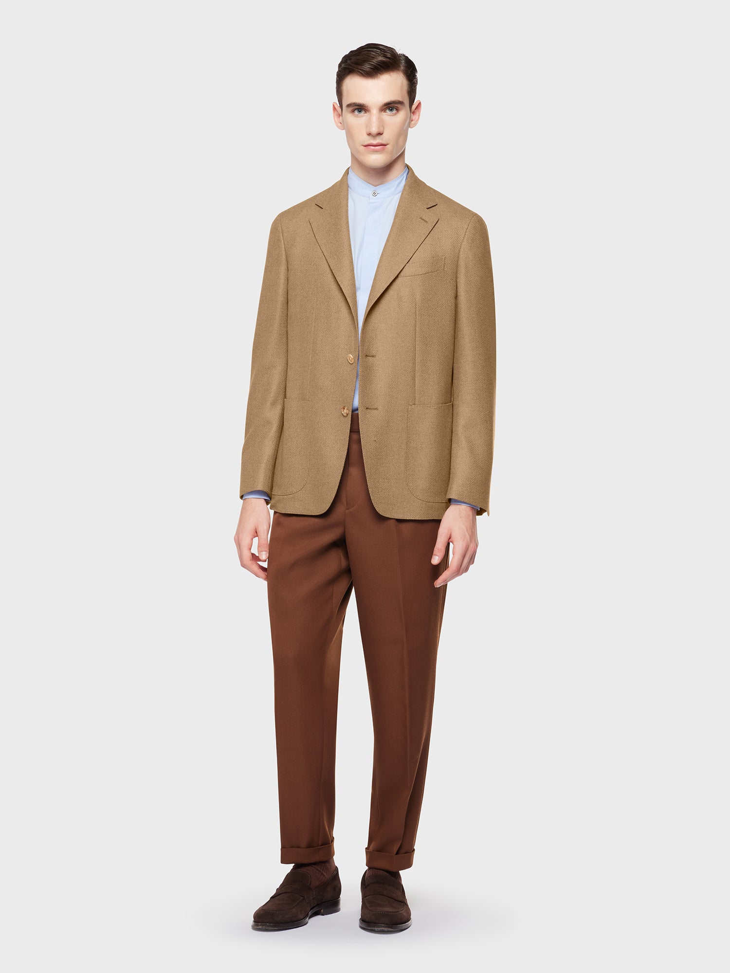 Caruso Menswear Abbigliamento Uomo Giacca butterfly in lana e cashmere beige total look