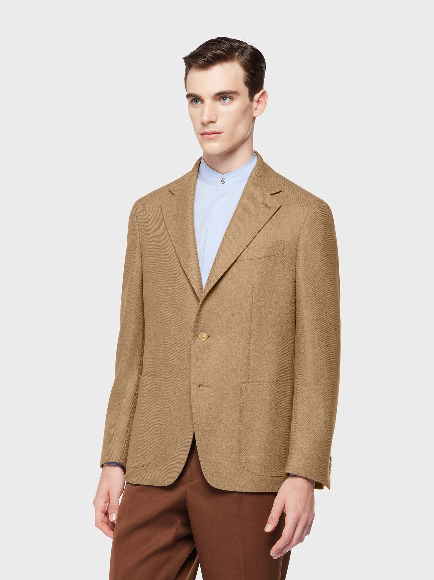 Caruso Menswear Abbigliamento Uomo Giacca butterfly in lana e cashmere beige indossato