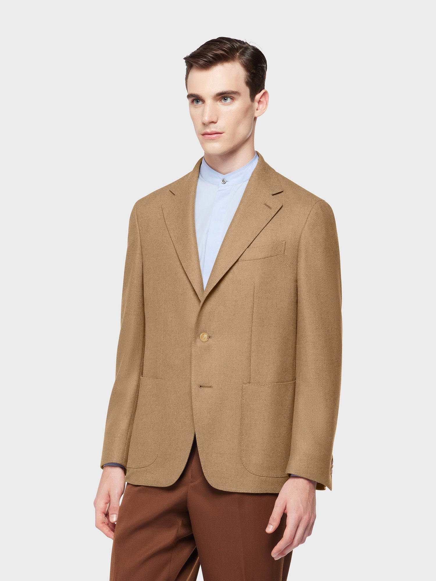 Caruso Menswear Abbigliamento Uomo Giacca butterfly in lana e cashmere beige indossato