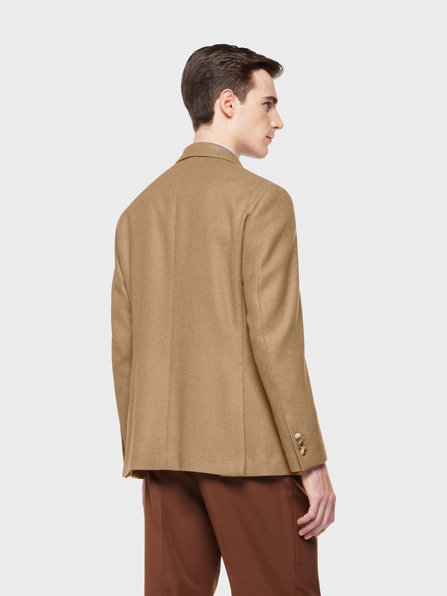 Caruso Menswear Abbigliamento Uomo Giacca butterfly in lana e cashmere beige indossato back