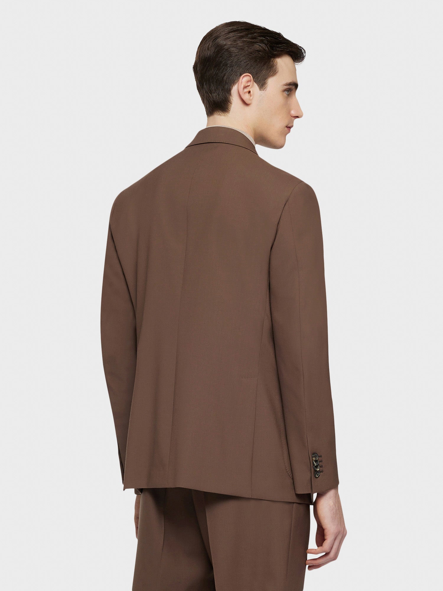Caruso Menswear Abbigliamento Uomo Giacca butterfly in lana marrone indossato back