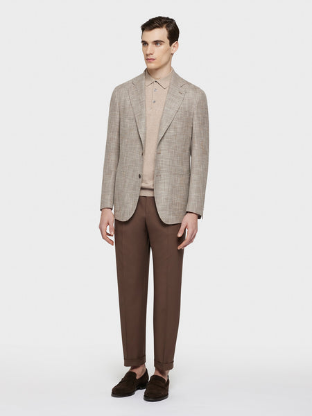 Beige butterfly jacket in a wool silk and linen blend - Caruso