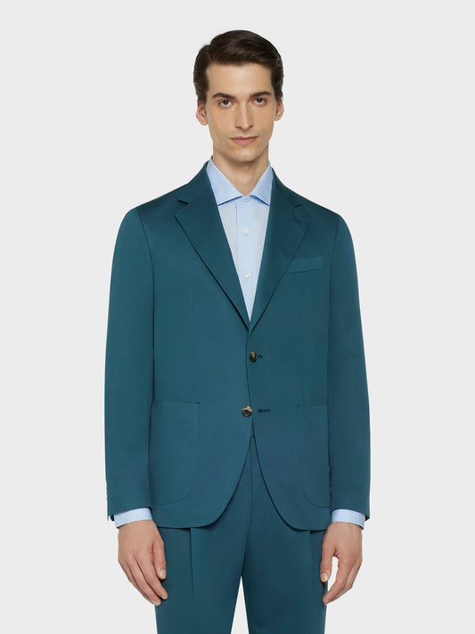 Caruso Menswear Abbigliamento Uomo Giacche Giacca butterfly monopetto in cotone e seta verde look 3