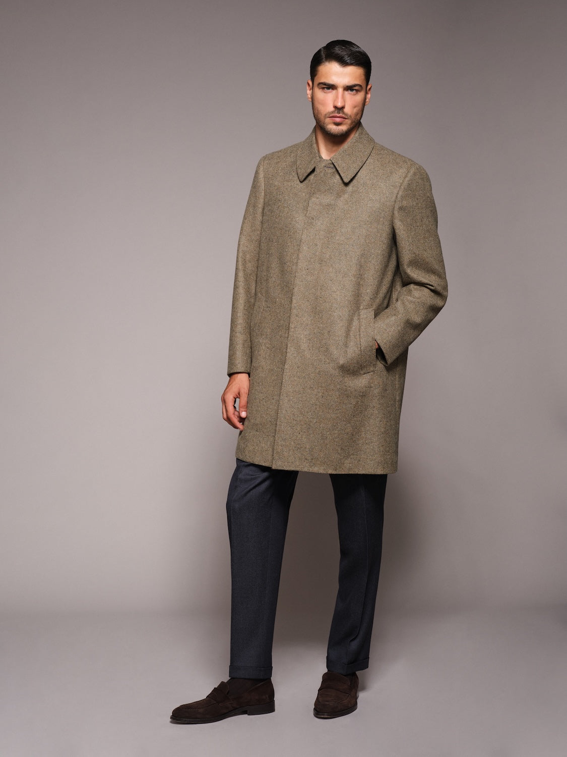 Cappotto Butterfly monopetto in lana verde