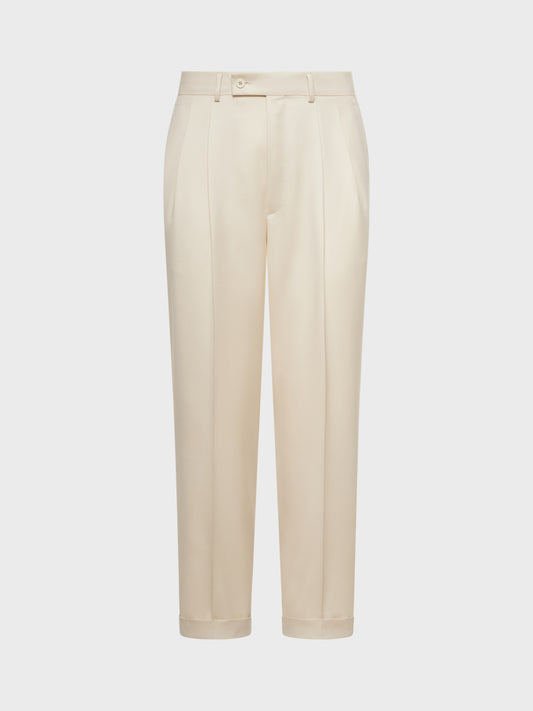 Pantalone in flanella di lana bianco