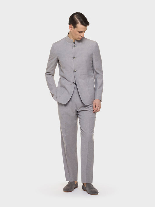 Light Blue Favorita Jacket in Wool, Cotton, and Silk