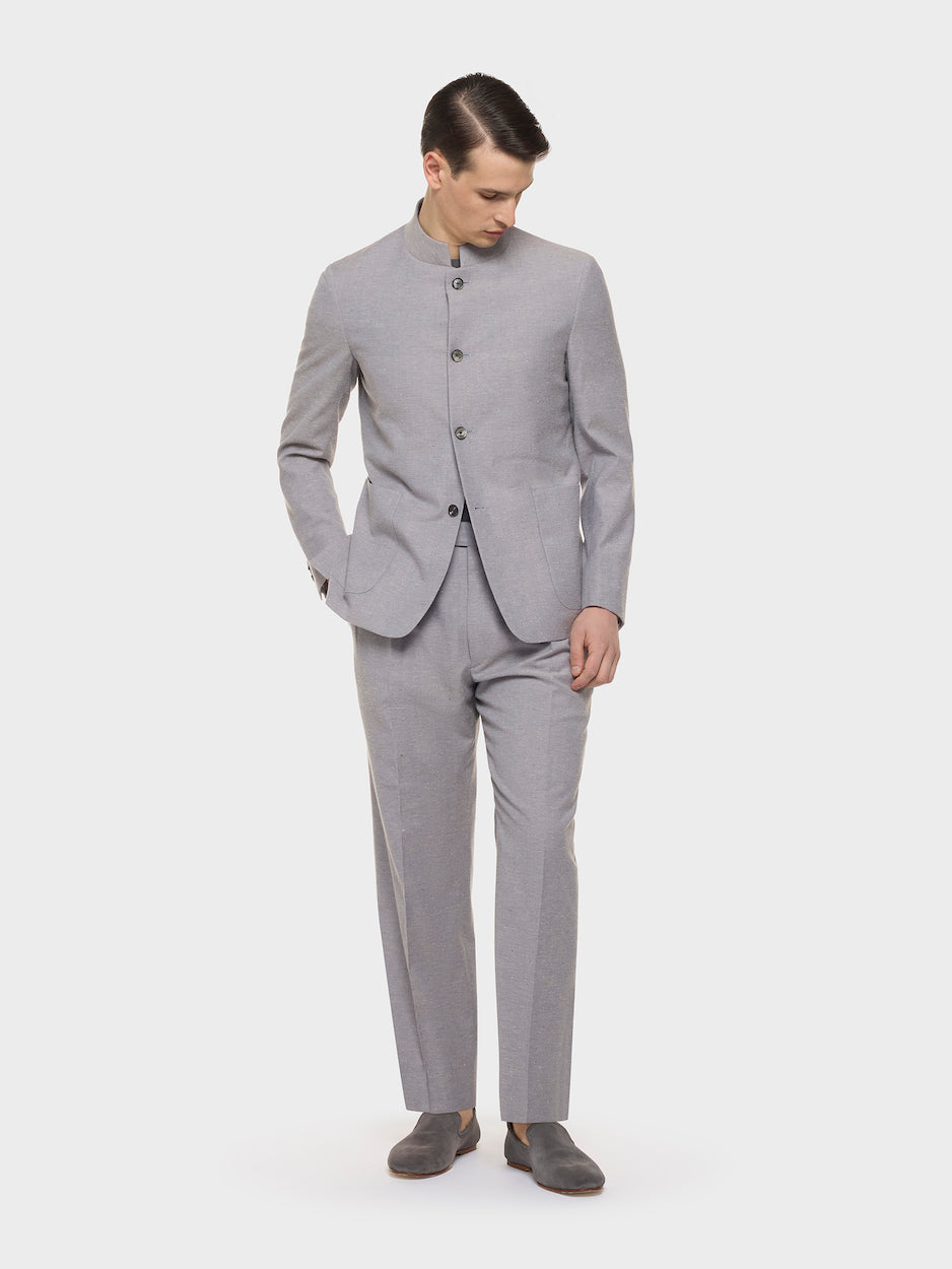 Light Blue Favorita Jacket in Wool, Cotton, and Silk