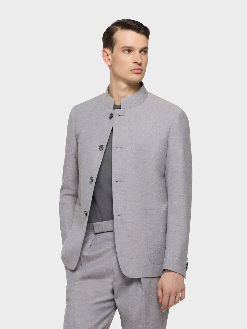 Light Blue Favorita Jacket in Wool, Cotton, and Silk