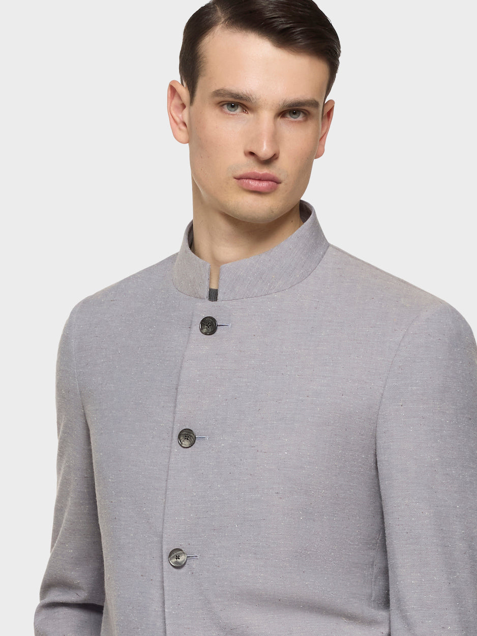 Light Blue Favorita Jacket in Wool, Cotton, and Silk