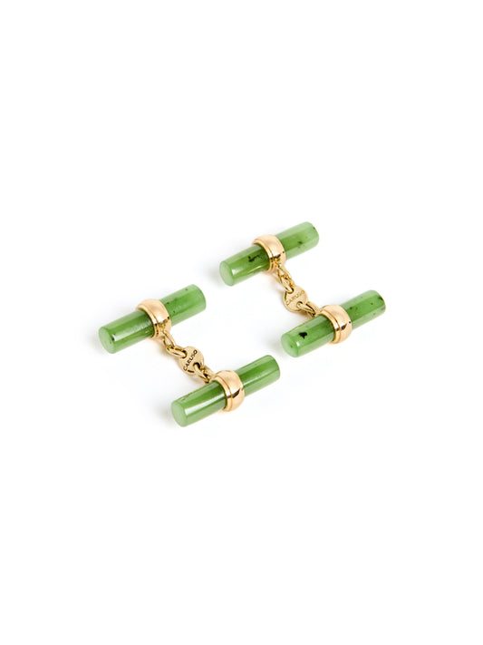 Gemelli in oro giallo e giada Villa Milano x Caruso