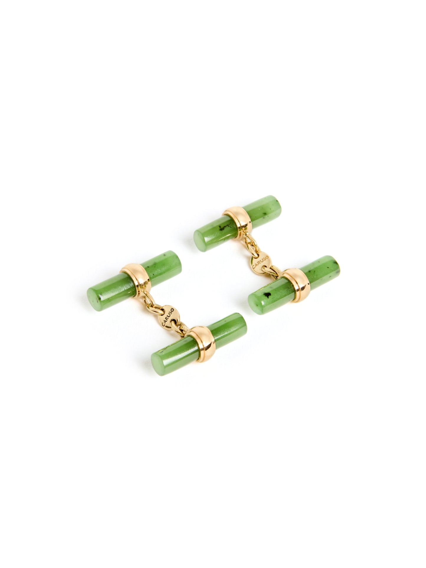 Gemelli in oro giallo e giada Villa Milano x Caruso
